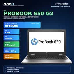 HP ProBook 650 15" (4 GB, 256 GB SSD, i5-6200U)
