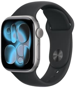 Apple Watch 11 GPS Space Grau Alu 46mm Sportarmband Schwarz M/L MEV44