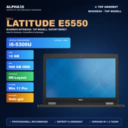 Dell Latitude E5550 15" (12 GB, 500 GB SSD, i5-5300U)