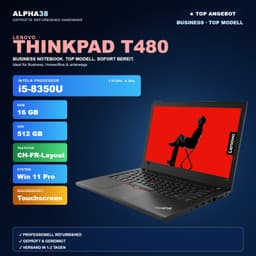 Lenovo ThinkPad T480 14" (16 GB, 512 GB SSD, i5-8350U)