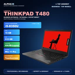 Lenovo ThinkPad T480 14" (16 GB, 512 GB SSD, i5-8350U)