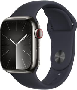 Apple Watch Series 9 GPS Cellular 41mm Edelstahl Smartwatch Grau Sportband Black