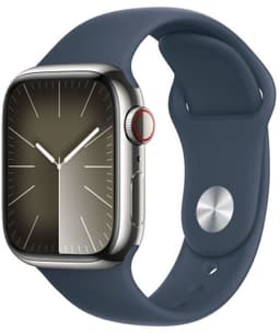 Apple Watch Series 9 GPS Cellular 4G 45mm Edelstahl Smartwatch Silber Band Blau