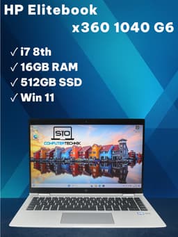 HP Elitebook X360 14" (16 GB, 512 GB SSD, i7-8565U)