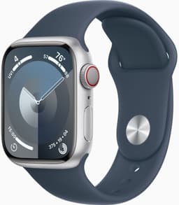 Apple Watch Series 9 GPS Cell 45mm Smartwatch Silber Blau Sportband MRMH3QF/A