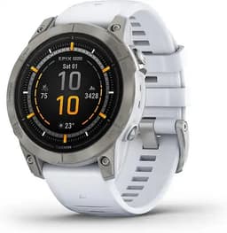 Garmin epix Pro (Gen 2) 47 mm steinweiss/titanium am Silikonarmband weiß [Wi-Fi