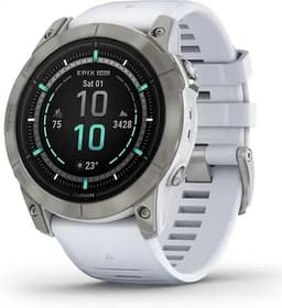 Garmin epix Pro (Gen 2) 51 mm steinweiss/titanium am Silikonarmband weiß [Wi-Fi