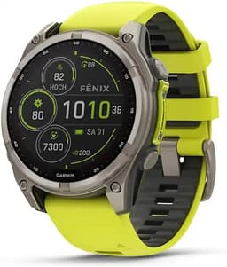 Garmin Fenix 8 47 mm titan am Silikonarmband amp yellow [Wi-Fi