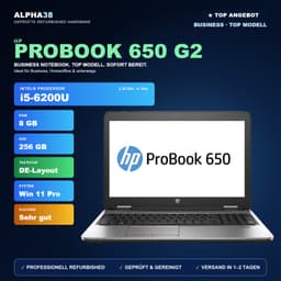 HP ProBook 650 15" (8 GB, 256 GB SSD, i5-6200U)